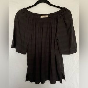 LOFT Black Relaxed Pleated Blouse
